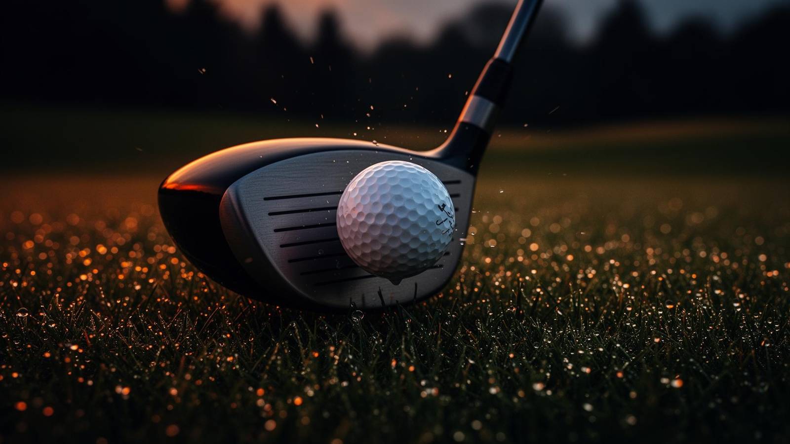 Golf driver at the moment of impact